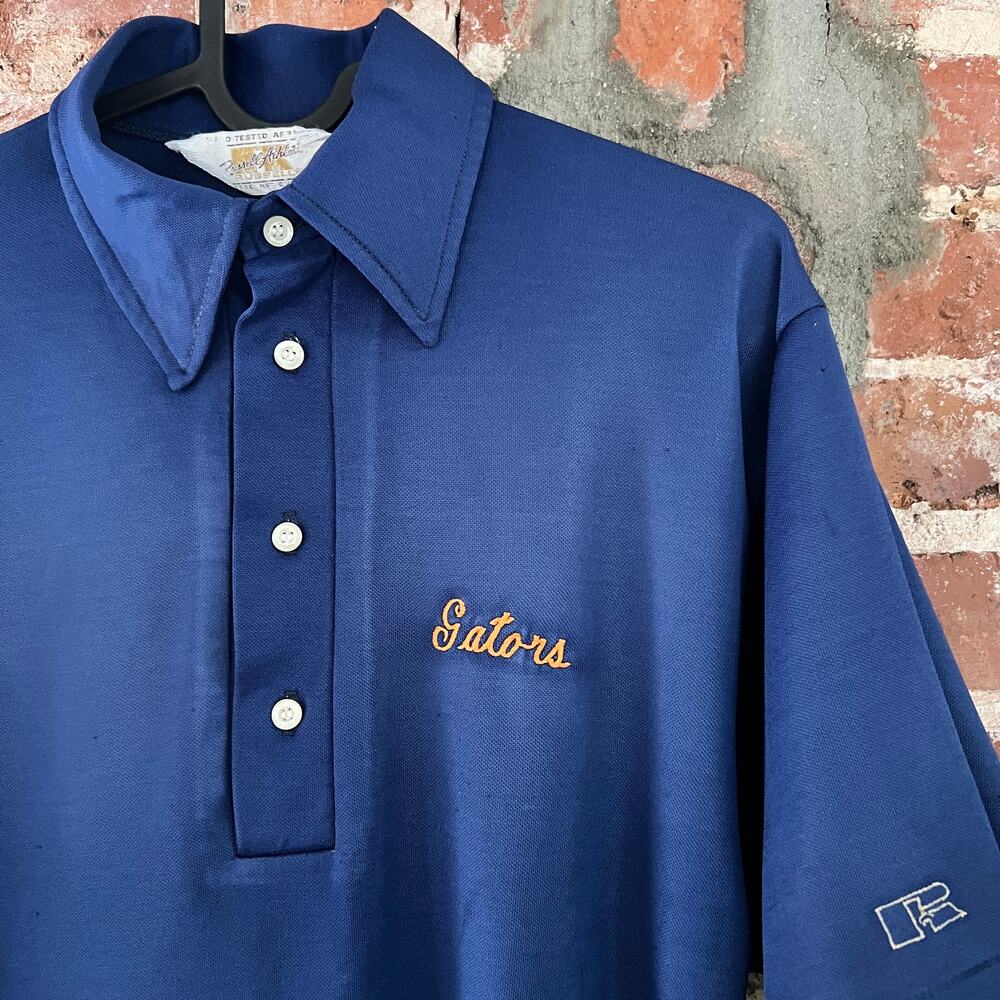 VTG 70s University of Florida Gators Russell Men's Polo Shirt M 20x25.5